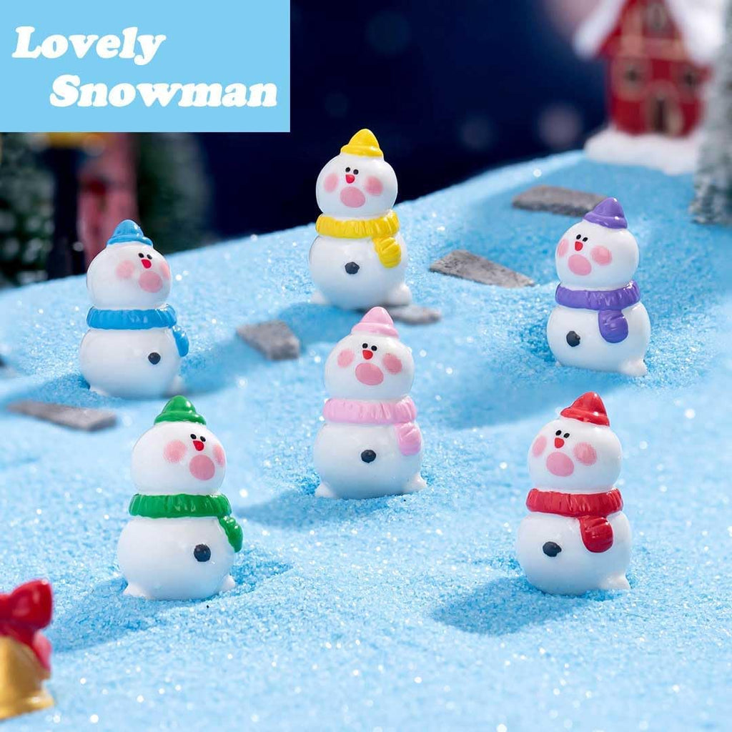 Skiennix Mini Snowman Figurines - 48pcs Christmas Resin Decorations with Top Hats for DIY Crafts & Party Decor