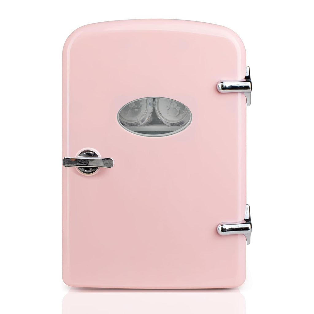 Simple Deluxe 4L/6 Can Mini Fridge with Observation Window, Portable Cooler & Warmer Freon-Free Small Refrigerator, Compact Fridge for Skincare, Beverage, Food, Cosmetics, Pink