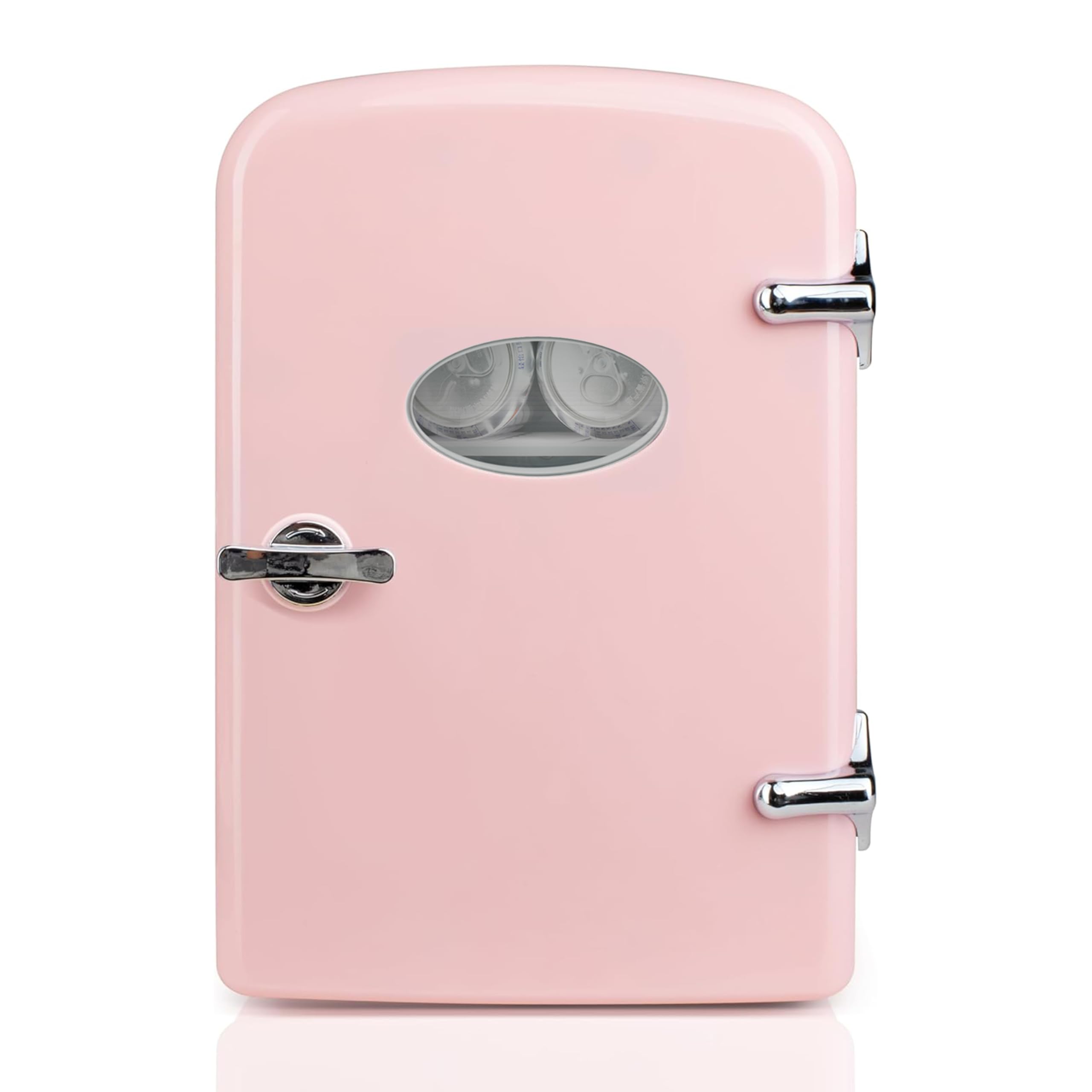 Simple Deluxe 4L/6 Can Mini Fridge with Observation Window, Portable Cooler & Warmer Freon-Free Small Refrigerator, Compact Fridge for Skincare, Beverage, Food, Cosmetics, Pink