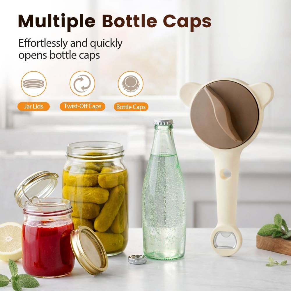 Skiennix Adjustable Stainless Steel Jar Opener - Multifunctional Lid Gripper for Weak Hands | Fits 1''-3.5''