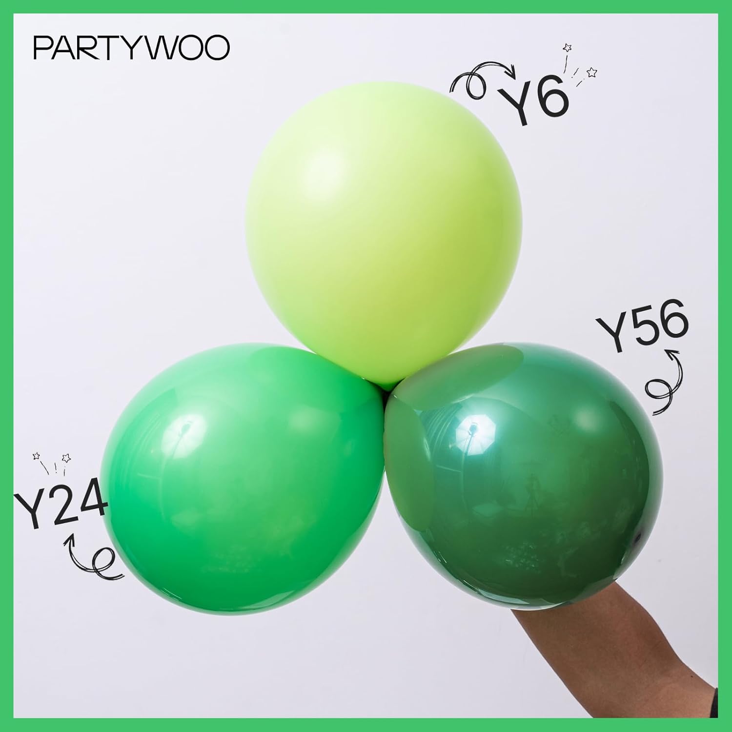 PartyWoo Green Balloons - 100pcs 12 Inch Latex Helium Balloons for Birthday & Baby Shower Decor