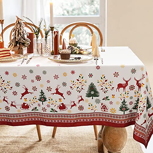 Christmas Rectangle Tablecloth 60 x 102 Inches Waterproof Holiday Decor