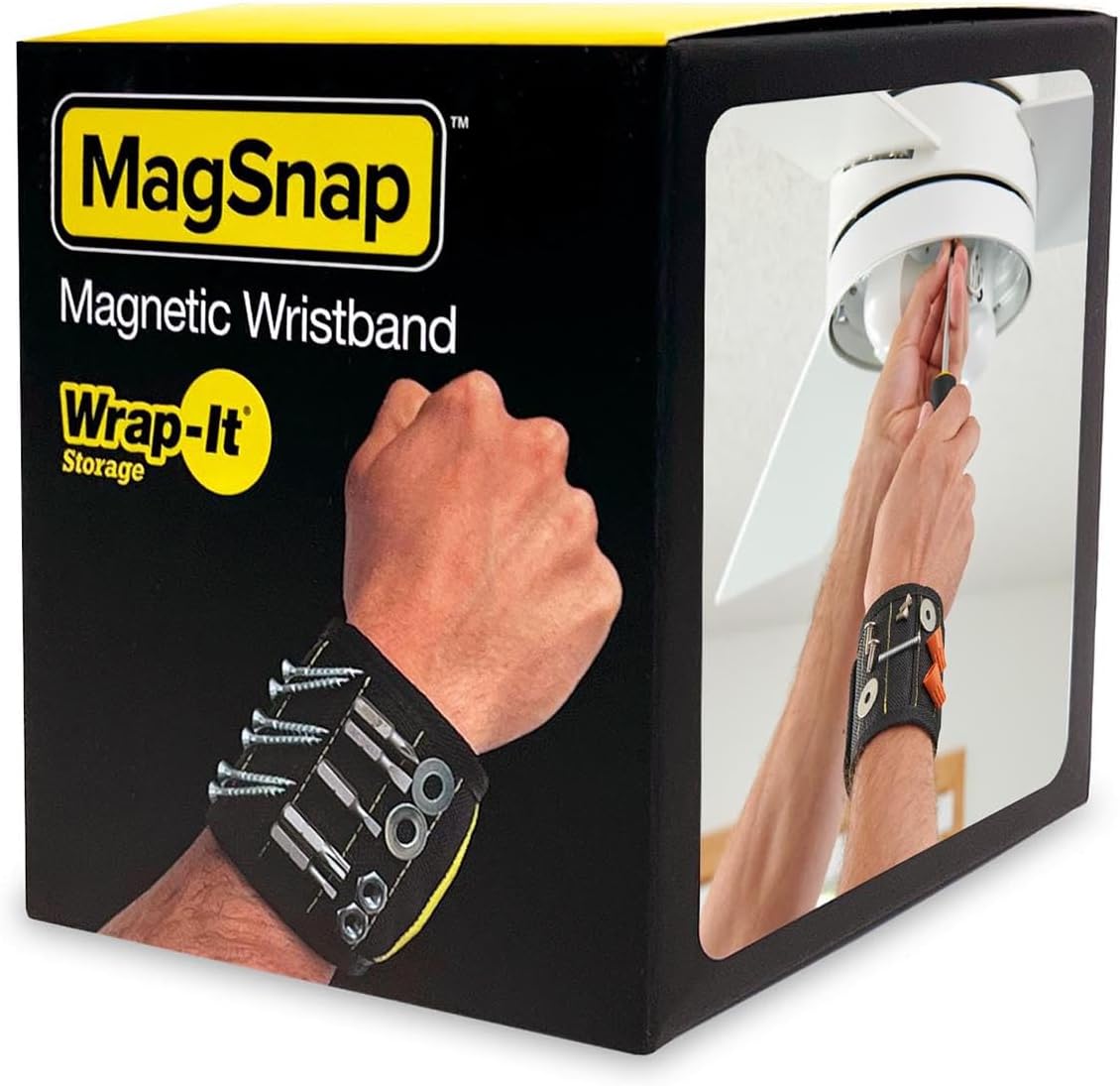 Wrap-It Storage MagSnap Magnetic Wristband - Black Tool Belt for Easy Access | Perfect Father's Day Gift