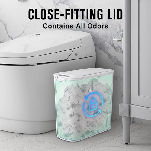 Cesun Automatic Motion Sensor Trash Can - Touchless 2.6 Gallon Slim White Waste Bin for Bathroom, Office & Home