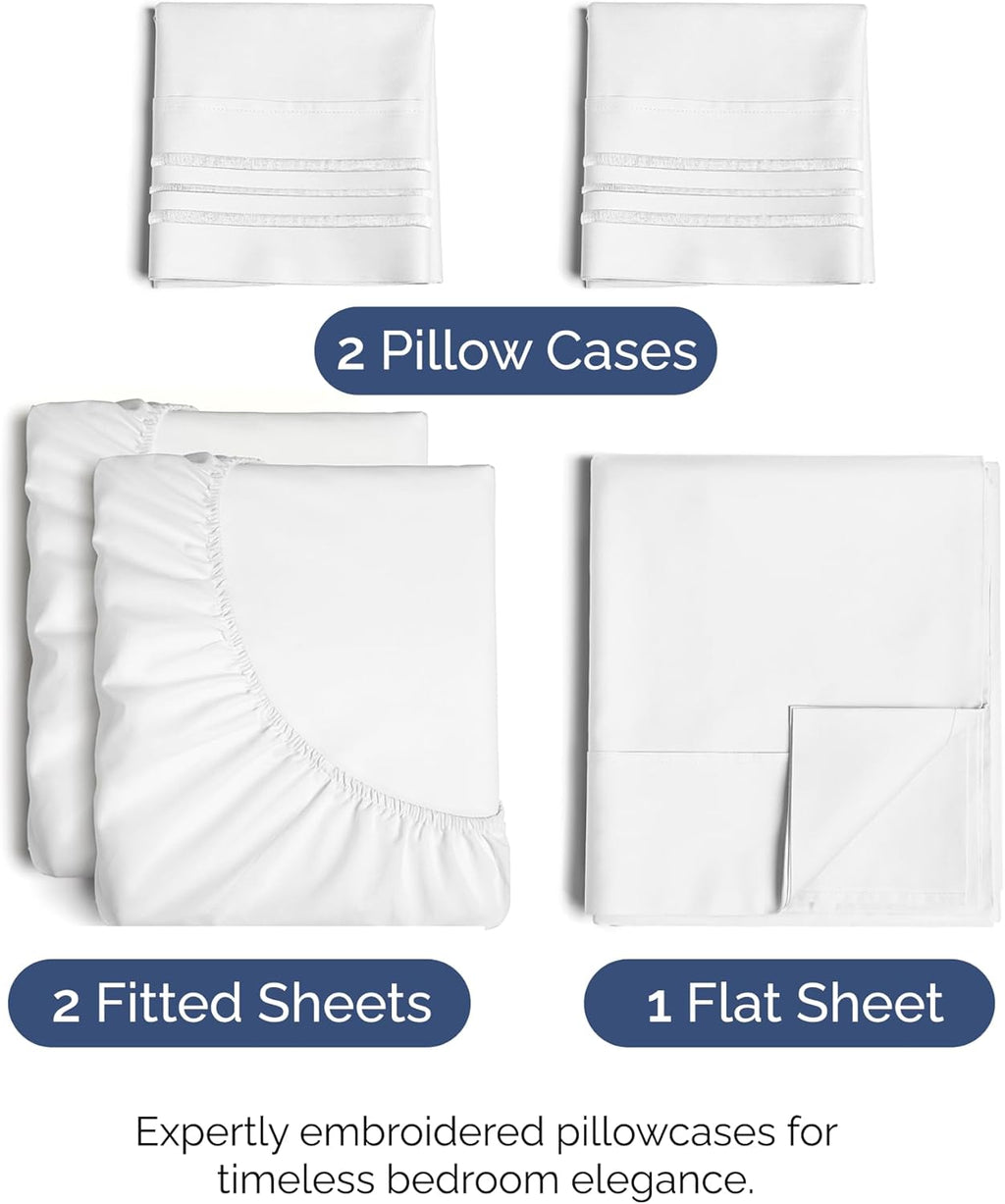Split King Size Sheet Set by [Brand Name] - 5-Piece Cooling & Breathable Bedding - Luxury Hotel Quality - Deep Pockets, Soft & Wrinkle-Free - Oeko-Tex Certified, White