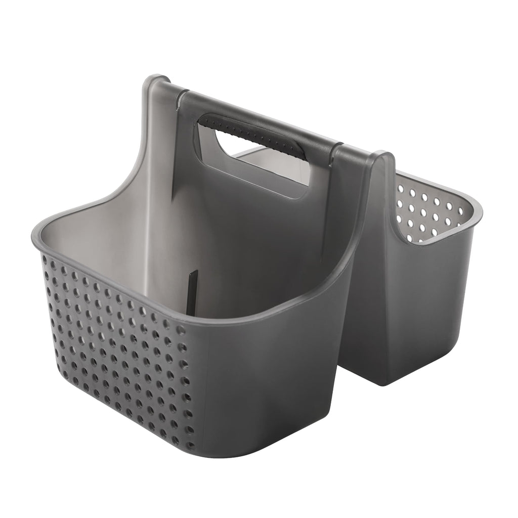 madesmart Portable Shower Caddy Tote with Soft Handle, Plastic Organizer for Soap, Shampoo & Bath Essentials, Carbon