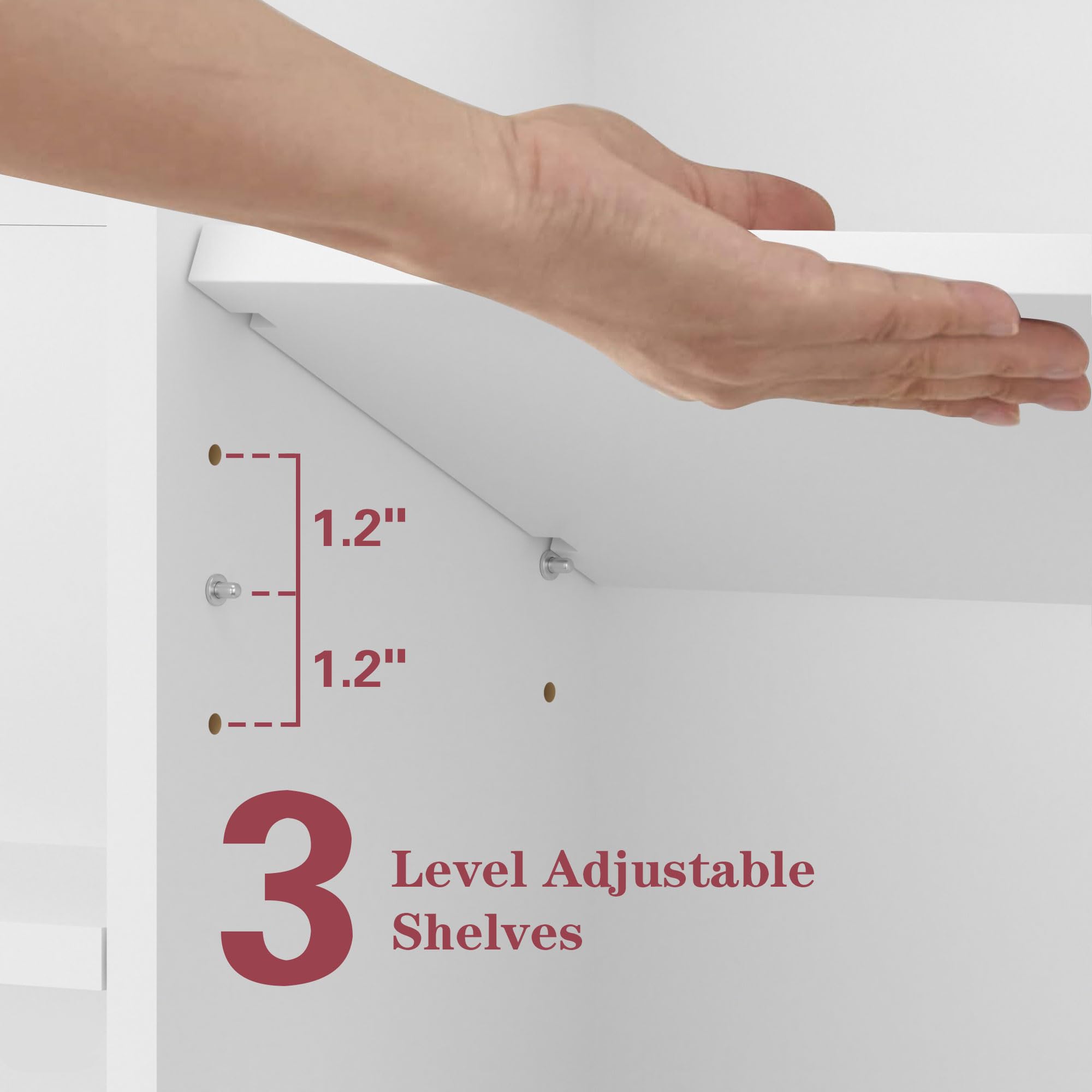 VECELO Bathroom Wall Cabinet with Mirror, Wall Mounted Medicine Cabinets with Door and 3 Open Shelves, Adjustable Shelf, 16.8 x 22.5 x 7.2 Inches, White