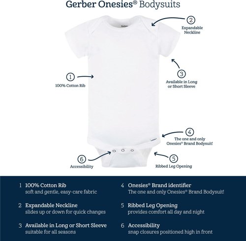 Gerber Baby Girls' Short Sleeve Onesies Bodysuits - 8-Pack, Soft Cotton, Cute Designs