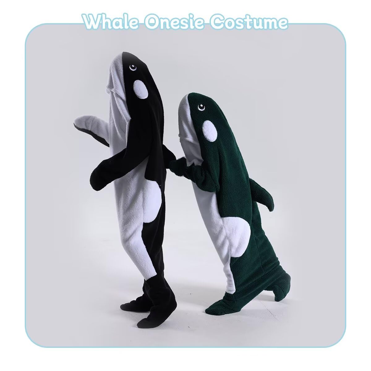 Whale Blanket Hoodie Onesie Adult Wearable Whale Blanket Soft Cozy Costume Onesie Pajamas Cartoon Animals Sleeping Bag Black, XX-Small