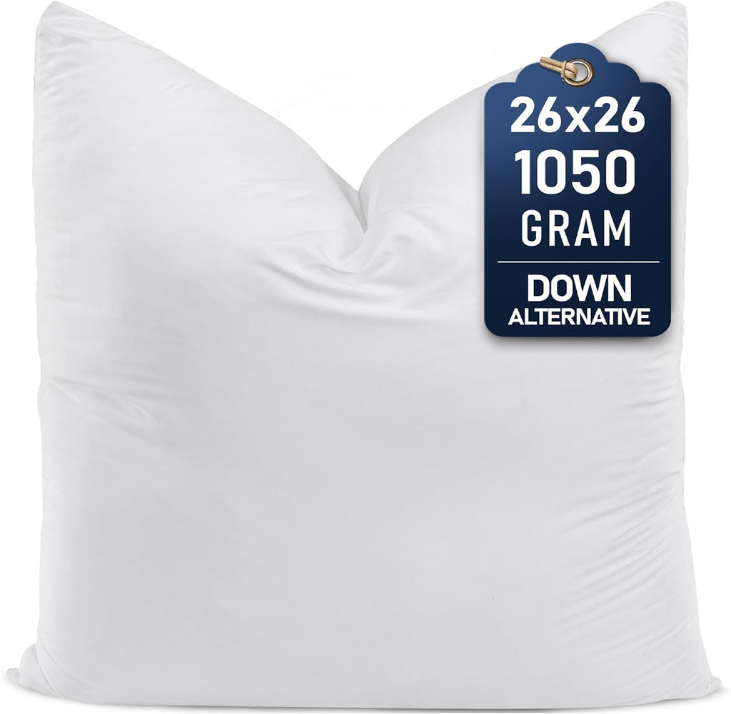 Utopia Bedding Throw Pillow - Fluffy 26 x 26 Inches Down Alternative Cushion in White | Perfect for Bed, Sofa & Couch