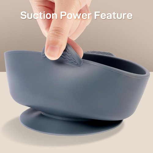 Eascrozn Silicone Baby Feeding Set - 3 Suction Bowls & 3 Spoons | BPA-Free, Dishwasher Safe