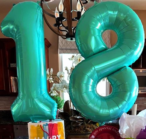 40 Inch Blue-Green Number 8 Balloon | Perfect for 8th Birthday, Weddings & Graduations