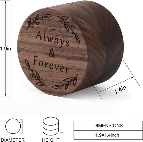 EVBTEIZ Ring Box, Wooden Ring Box for Wedding Ceremony Ring Bearer Box, Engagement Ring Holder Gift for Anniversaries day, Birthday Gift (Always&Forever)