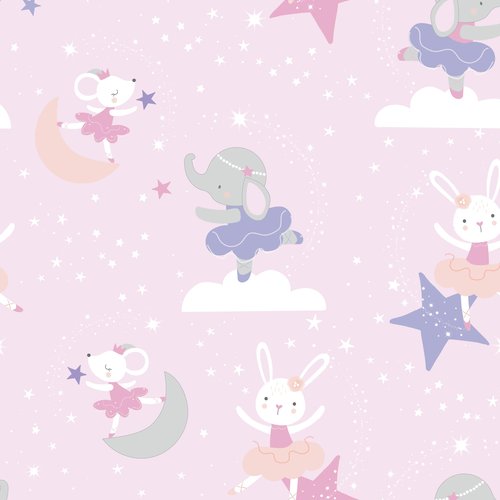 Bedtime Originals Tiny Dancer Polyester Fitted Crib Sheet - Pink, Animals, Celestial