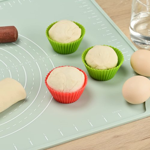 EuChoiz Silicone Pastry Mat 28"*20" Extra Thick Non Stick Baking Mat Food Grade Silicone Dough Rolling Bake Mat with Edge Heightening Green