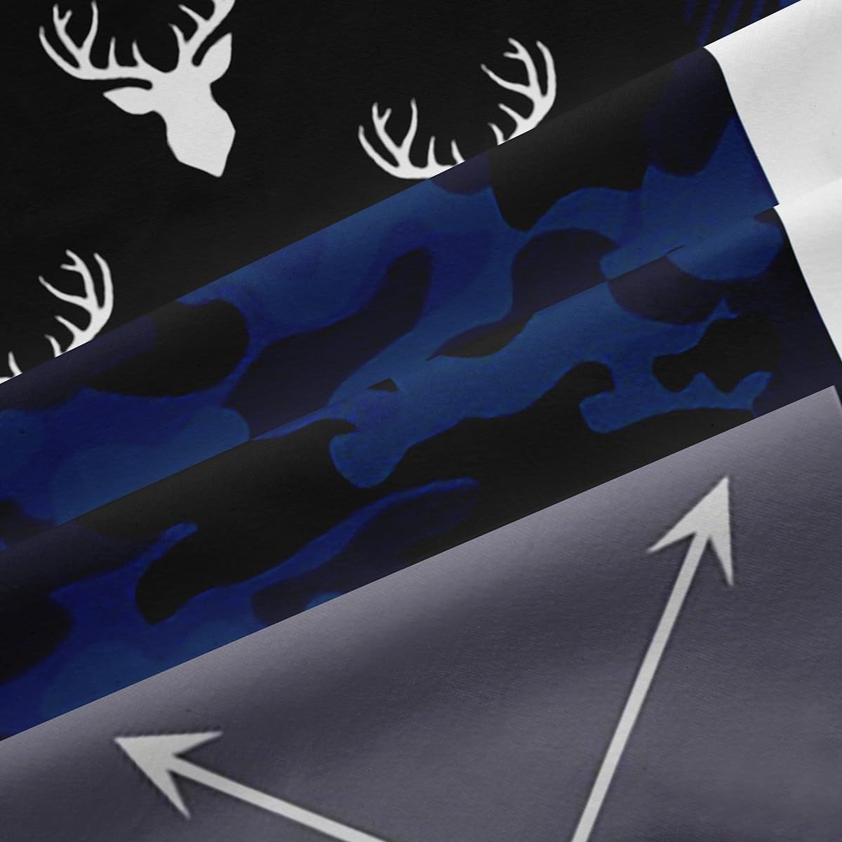 Camo Deer Antlers Blackout Curtains,Geometric Plaid Patchwork Window Drapes for Kids Teens Girls Boys,Boho Arrow Xmas Blue Grey Window Treatments Grommet Top 2 Panel Set Bedroom Curtains,42Wx63L inch