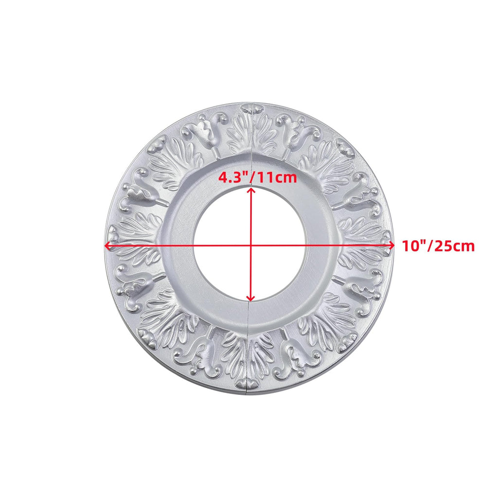 Pufguy Split Ceiling Medallion,2 Pcs Polyurethane Ceiling Medallion,Round Decorative Ceiling Fan Medallions,10"OD x 4.3"ID,Bright Silver