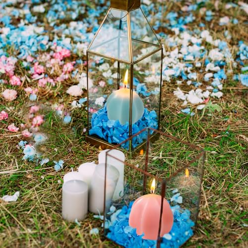 Hand-Poured Unscented Octagonal Pillar Candles - Pink & Blue