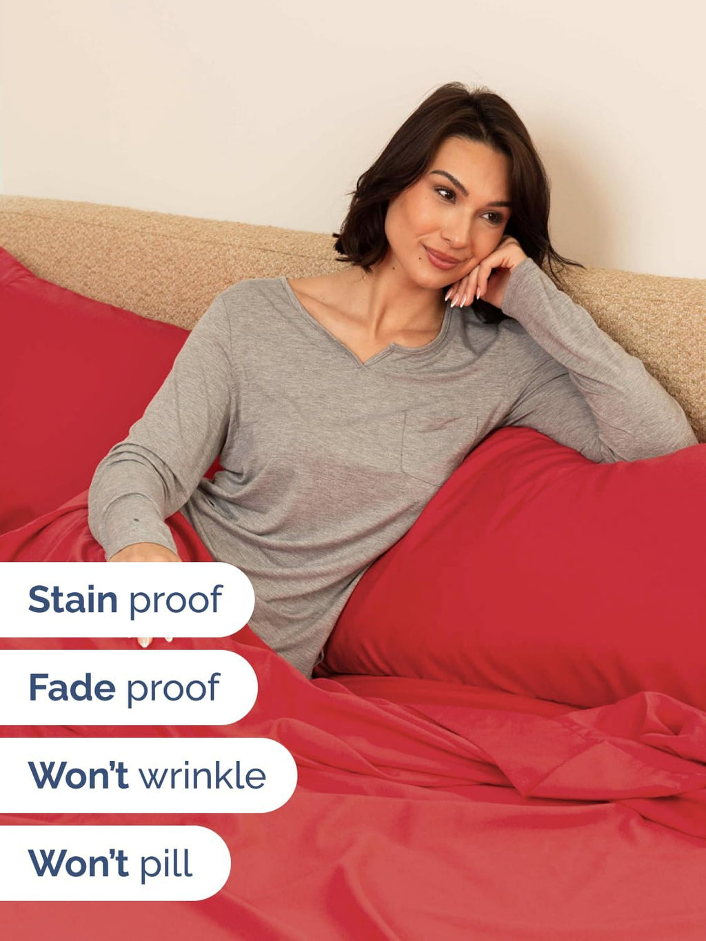 Skiennix Extra Deep King Sheet Set | 6-Piece Breathable Cooling Bedding - Luxury Red Sheets with Secure Fit