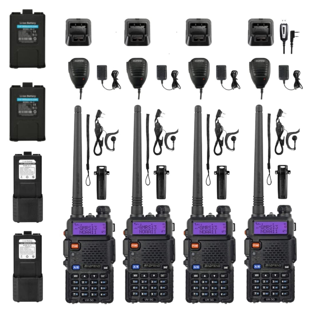 4 Pack BAOFENG UV-5X (UV-5G) GMRS Radio, Long Range Walkie Talkies with 2 Pcs 3800mAh Battery, Two Way Radio with Speaker Mic, GMRS Handheld Radio for Adults, Support Chirp & NOAA