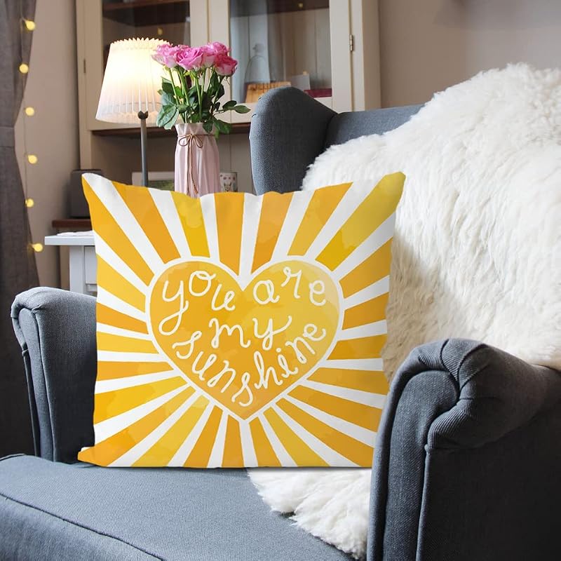 Sunshine Yellow Flannel Throw Pillow Covers, 18x18 Inches