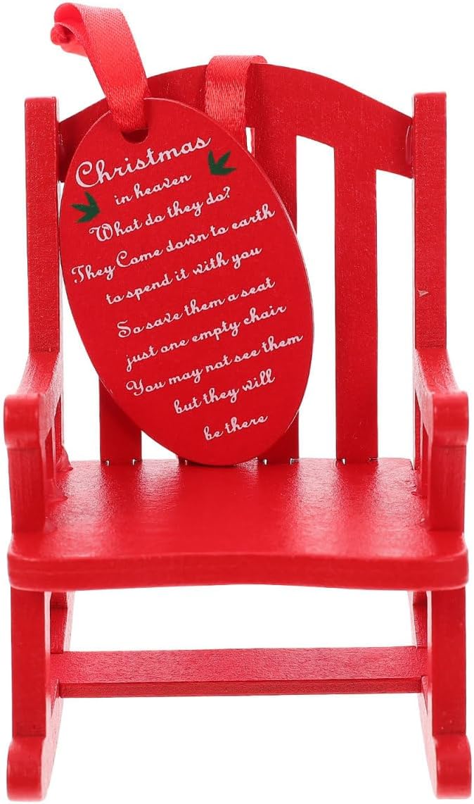 Skiennix Red Miniature Rocking Chair - 3.34 Inch Vintage Wooden Dollhouse Furniture Decor