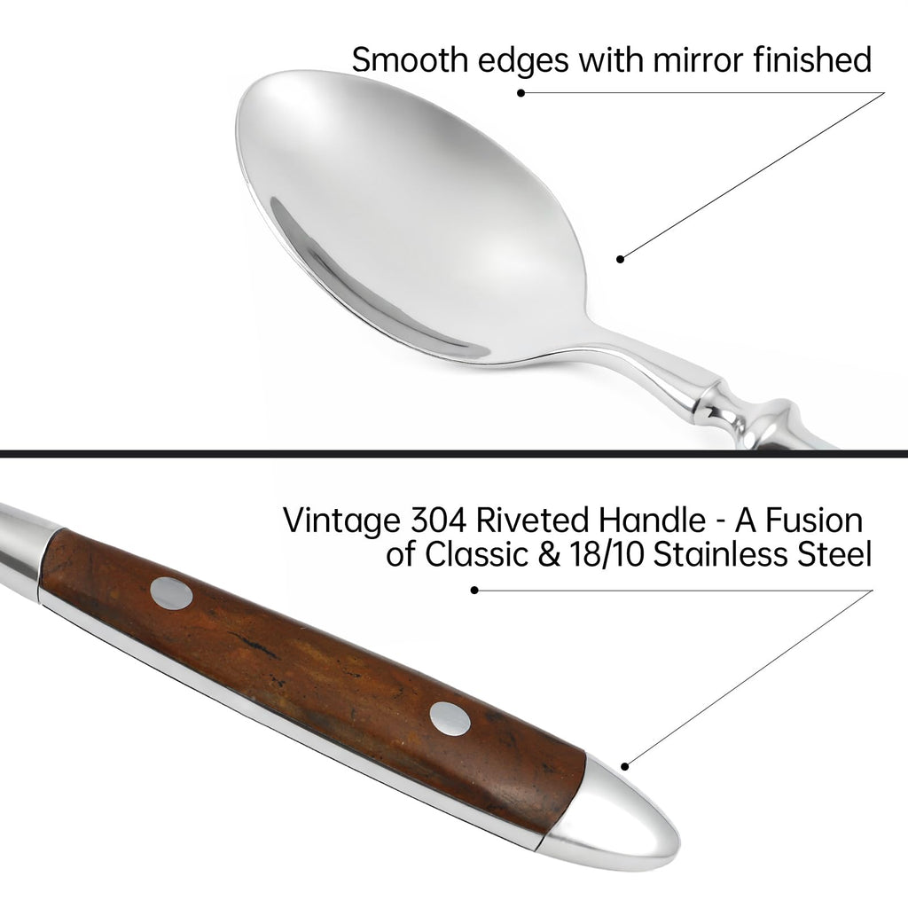 Kelenfer Silverware Set 20-Piece 18/10 Stainless Steel Brown Vintage Flatware Handle Luxury Cutlery Service for 4