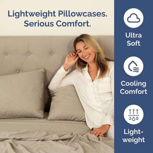 King Pillow Cases Set of 4 | Ultra Soft Hotel Quality Covers - Cozy, Wrinkle-Free & Fade Resistant - Heathered Beige