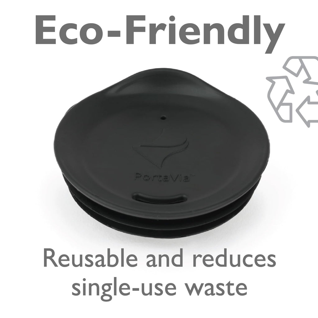 Porta Via Reusable Silicone Coffee Cup Lid - Medium Size, Black