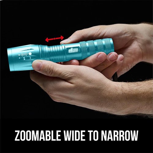 GORILLA GRIP LED Tactical Flashlight - 750 FT High Lumens, 5 Adjustable Modes, Water Resistant, Mini Size, Turquoise