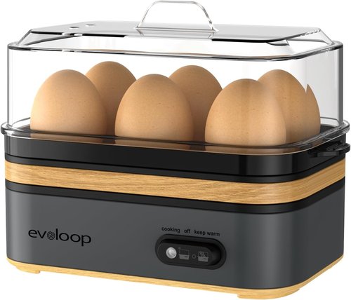 Evoloop Electric Egg Cooker - Rapid 6 Egg Capacity for Soft, Medium, Hard Boiled & Omelets - BPA Free