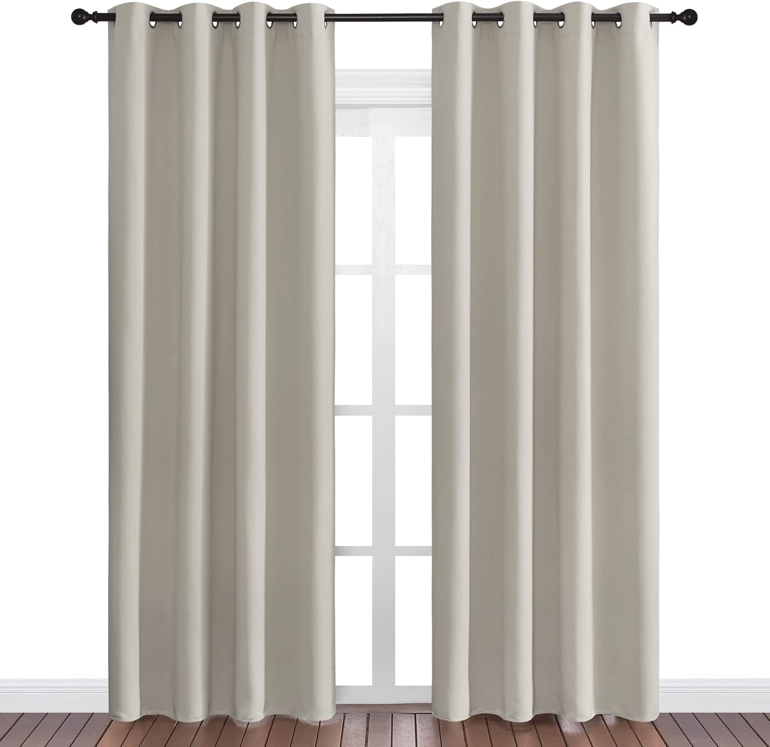NICETOWN Natural Room Darkening Curtains - 86" Long | Total Privacy Drape Panels for Boho Farmhouse Decor (Set of 2, 55" Wide)