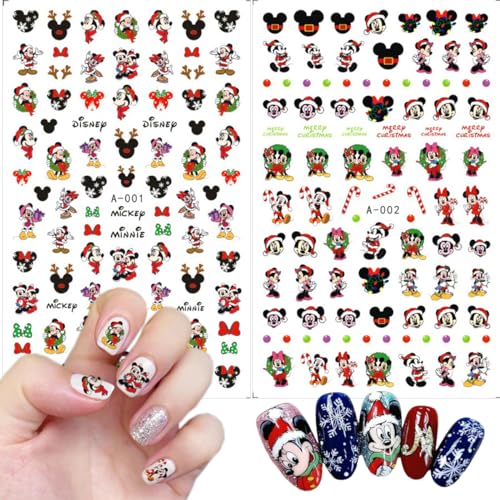 Christmas Nail Stickers - 2 Sheets Self-Adhesive 3D Holiday Manicure Decals