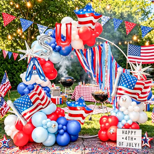 Patriotic 4th of July Balloon Set - USA Letter & Star Balloons