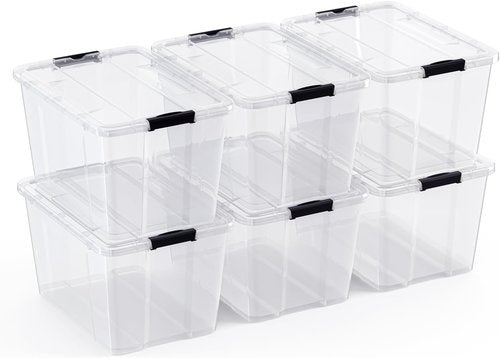 Lifetime Appliance Parts 34 Qt. Clear Plastic Storage Bin Tote - Ultra Durable Lid & Secure Latching Buckles
