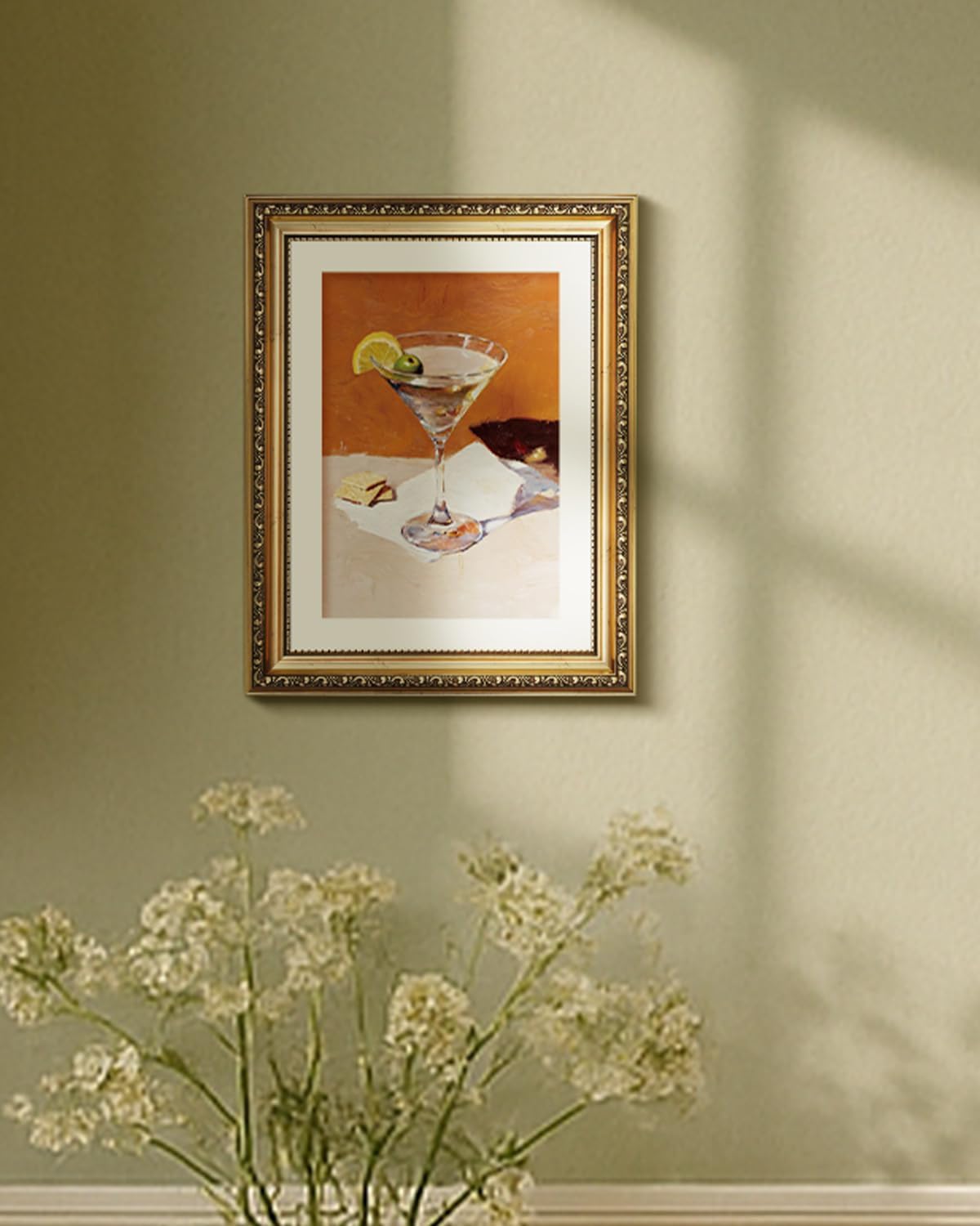 VIYYIEA Vintage Gold Framed Wall Art - Classic Martini Artwork Prints for Living Room | 14L x 11W