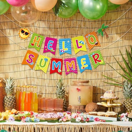 Hello Summer Banner Garland for Pool Party & Home Decor