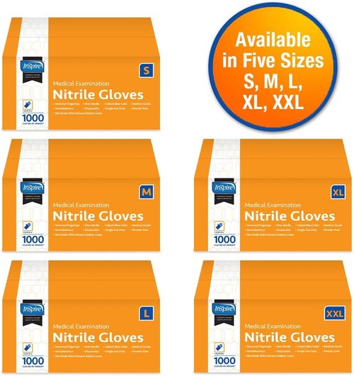 Inspire Nitrile Exam Gloves - Original Quality Stretch Cobalt Blue | Latex-Free Disposable 4.5" Size