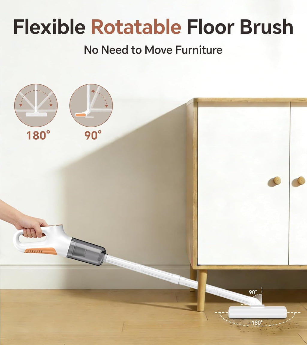 Skiennix Cordless Vacuum Cleaner - Powerful Suction & LED Display | Portable Wireless for Home & Pet Hair, White