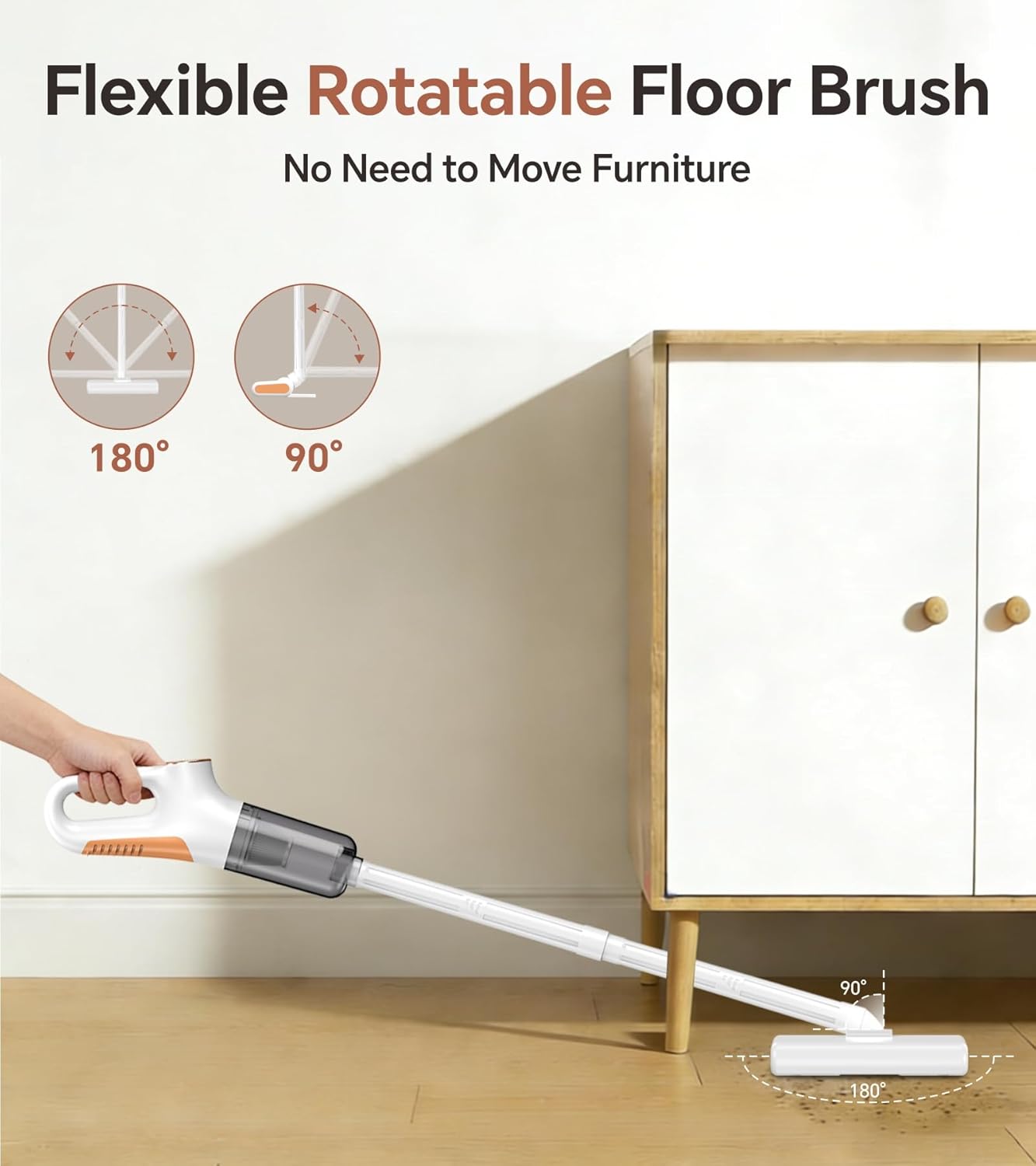 Skiennix Cordless Vacuum Cleaner - Powerful Suction & LED Display | Portable Wireless for Home & Pet Hair, White