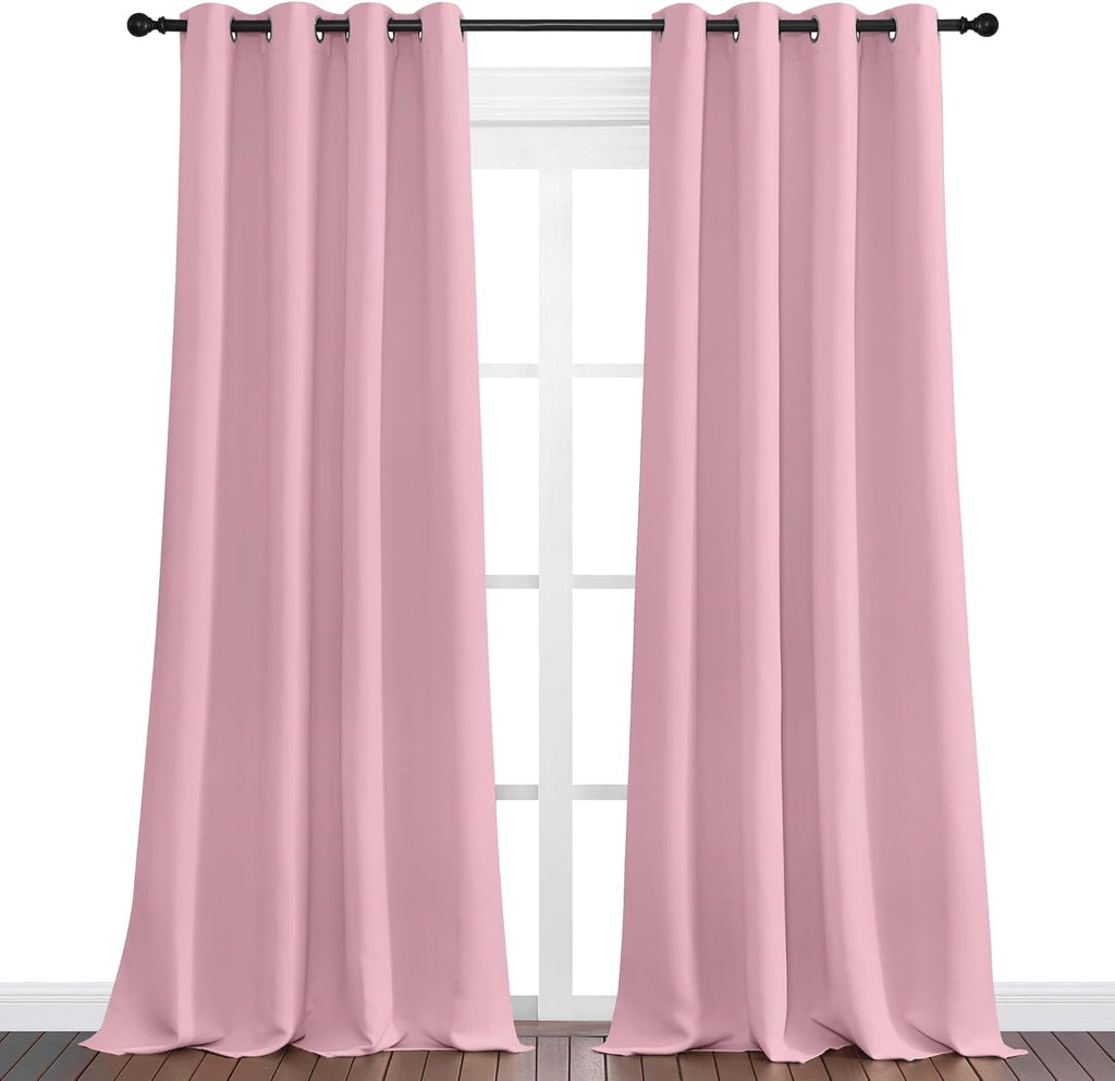 NICETOWN Crystal Pink Blackout Curtains - 102" Long, 55" Wide | Sound Reducing, Heat & Cold Blocking Panels for Modern Rooms