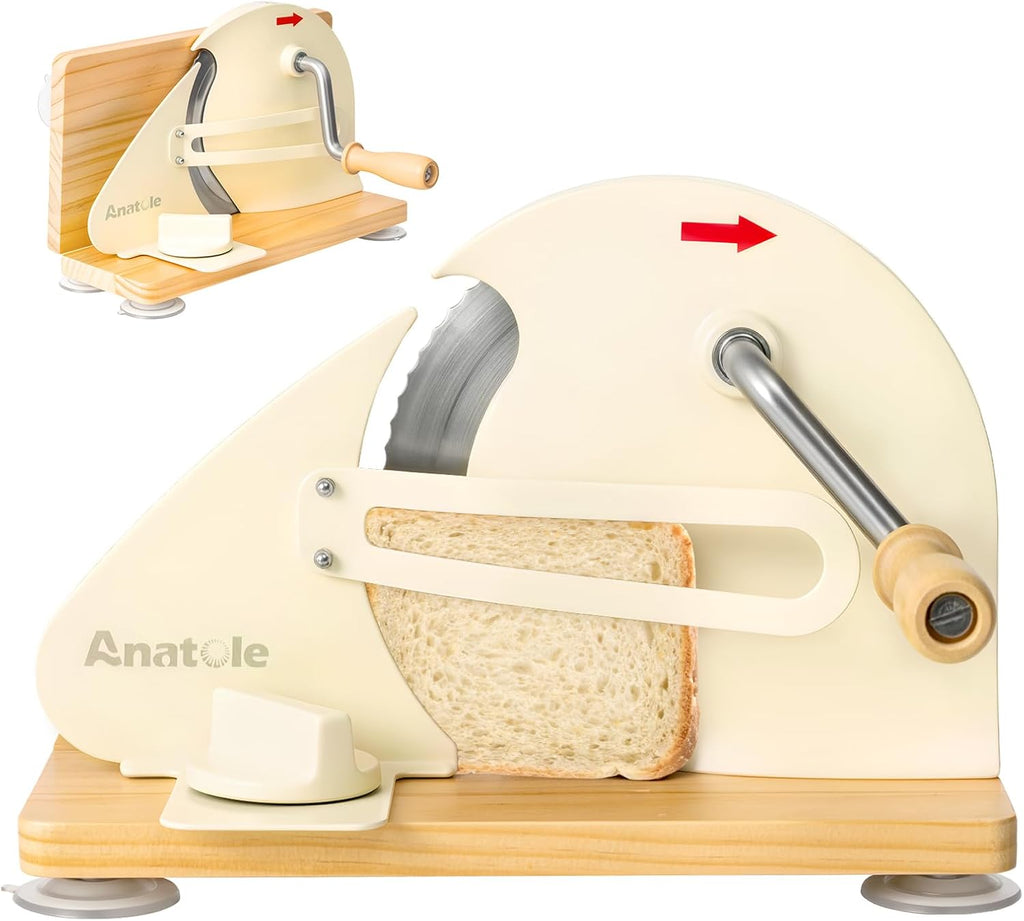 Anatole Foldable Manual Bread Slicer - Adjustable Thickness for Homemade Sourdough | Stainless Steel Blade & Suction Cups