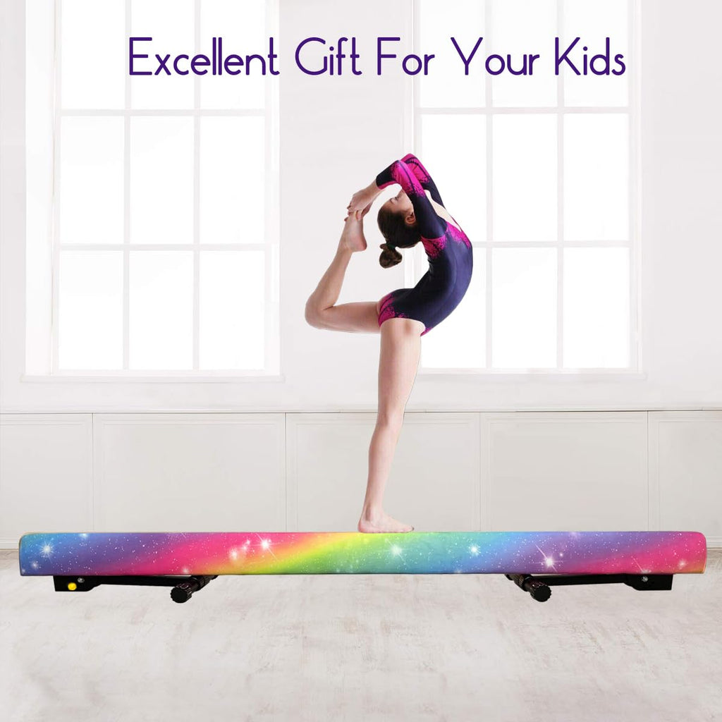 86 York 6ft/8ft Gymnastics Balance Beam, High and Low Floor Beam Gymnastics Equipment for Kids/Adults,Gymnastics Beam for Training (Rainbow, 6FT)