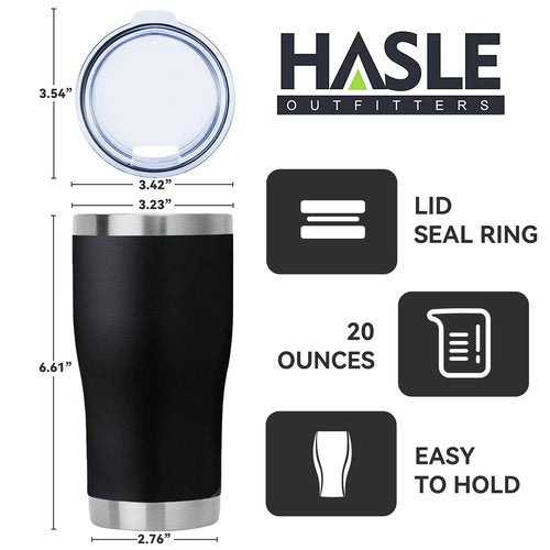 HASLE OUTFITTERS 20 oz Tumbler Bulk, Stainless Steel Tumblers with Lid, Vacuum Insulated Tumbler, Double Wall Tumbler Cup, coffee mugs, Black, 12 Pack