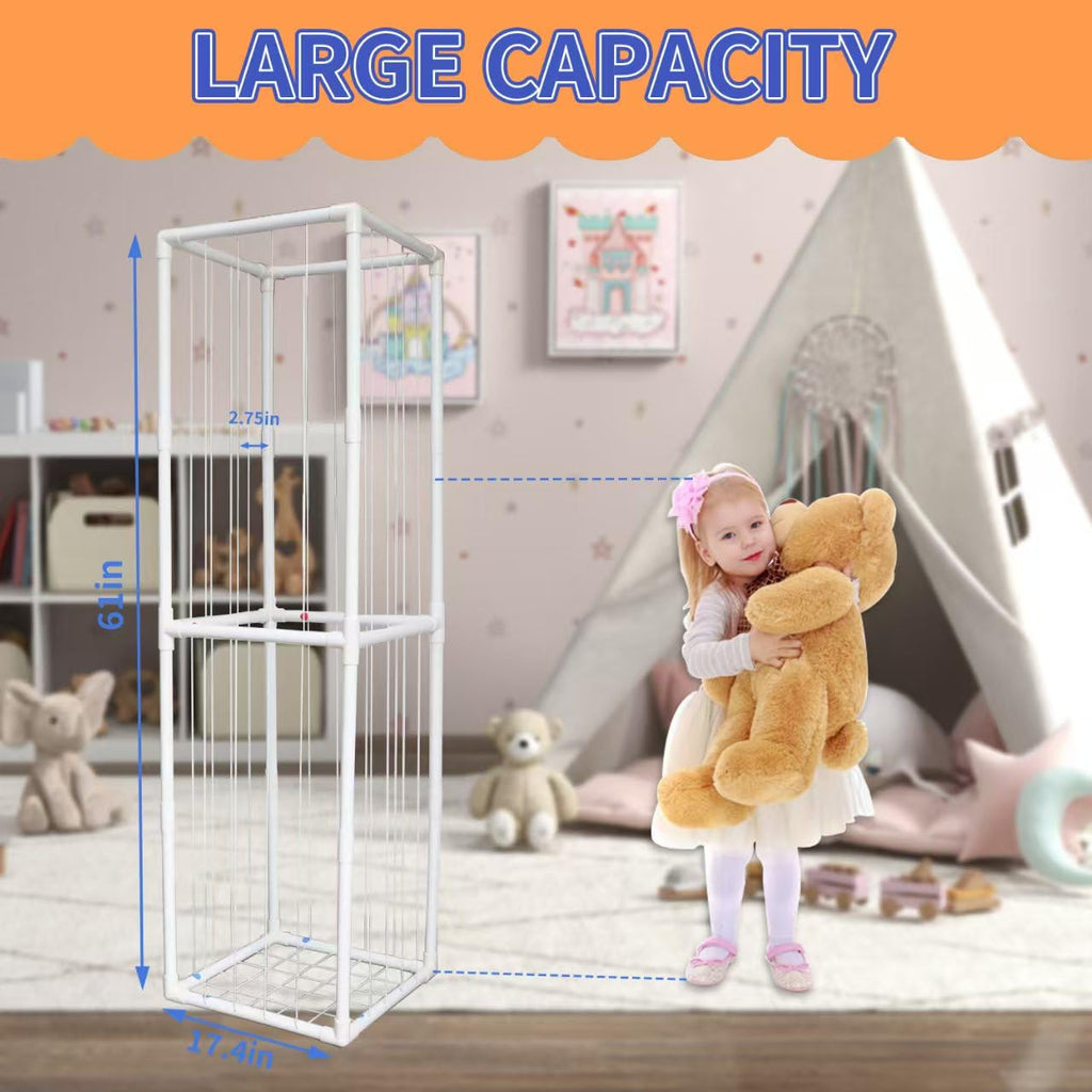 BomSaluka Stuffed Animal Storage, Kids Toy Zoo Storage Organizer with Elastic Band, Thicken PVC Tube Large Stuffed Animals Holder for Nursery Playroom Bedroom Room Furniture Plush Storage(White)