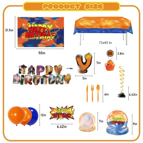 Cartoon Theme Birthday Party Supplies Decorations, Including Banner, Backdrop, Hanging Swirls, Tablecloth, Balloons, Cake Toppers, Plates, Forks, Knives, Spoons for Birthday Party