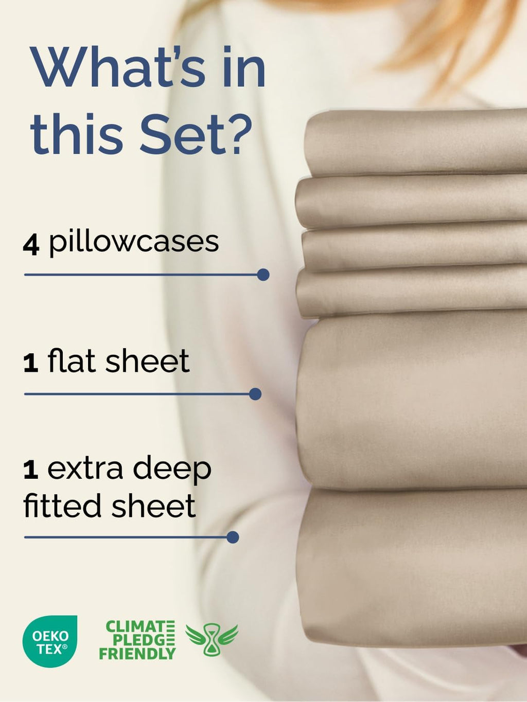 Skiennix Extra Deep Cal King Sheet Set | 6-Piece Breathable Cooling Bedding - Soft, Wrinkle-Free Cream