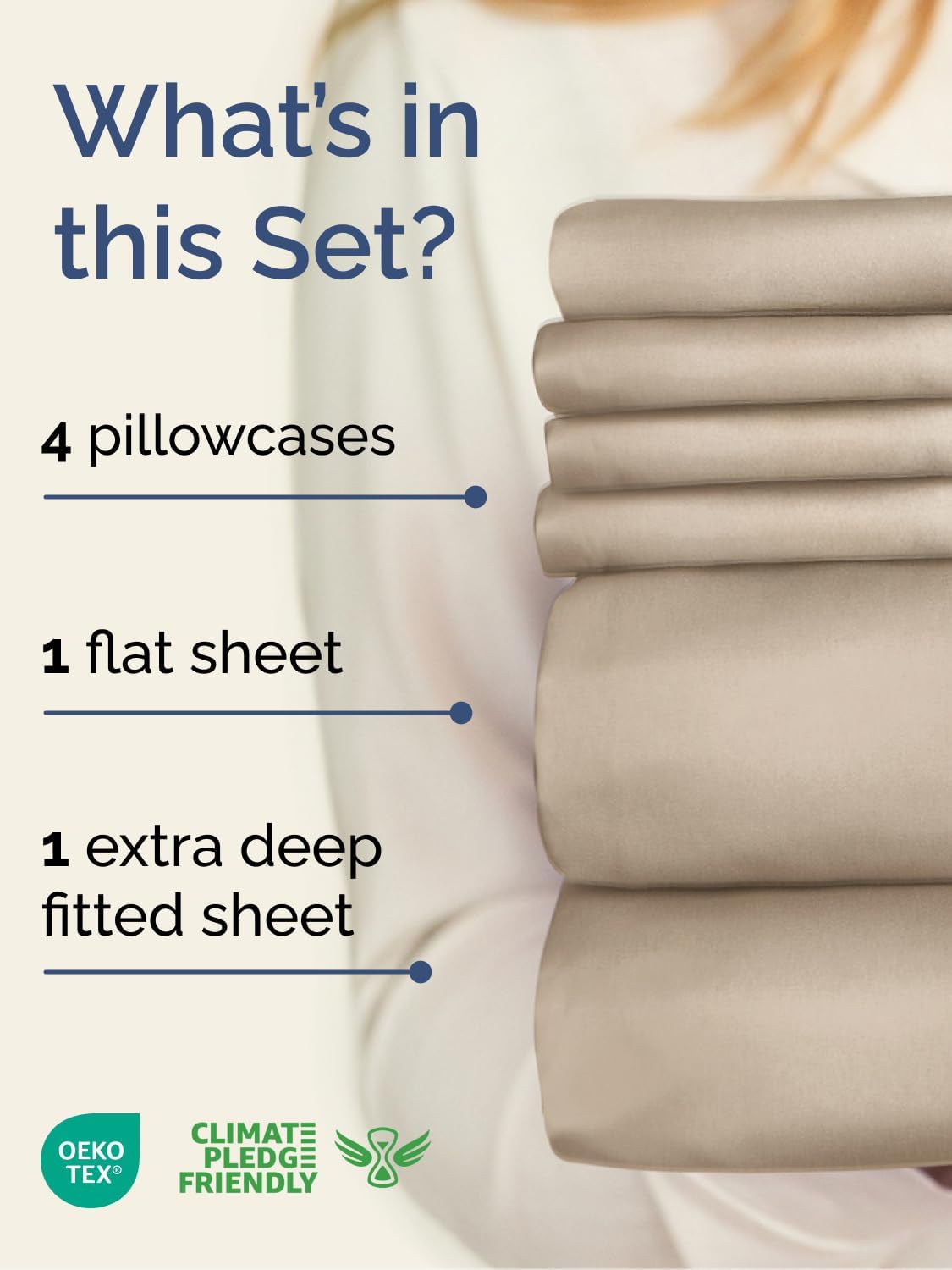 Skiennix Extra Deep Cal King Sheet Set | 6-Piece Breathable Cooling Bedding - Soft, Wrinkle-Free Cream