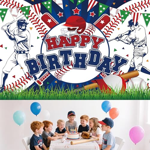 Baseball Birthday Party Backdrop - 70.8 x 47.2 Inch Banner for Boys
