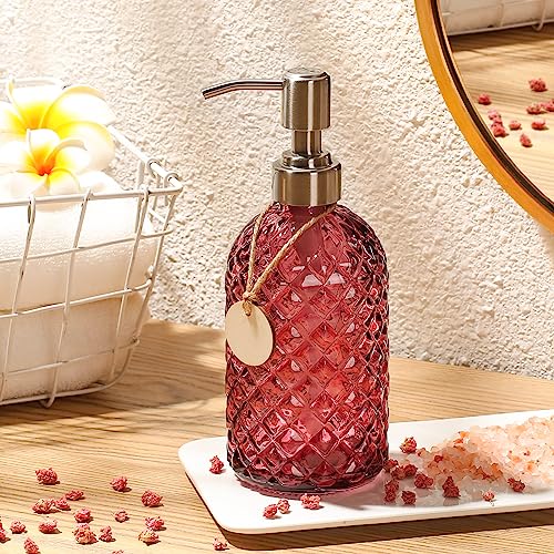 MOCLIF 16 oz Purple Glass Soap Dispenser with Rustproof Stainless Pump